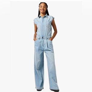 Wrangler Cap Sleeve Denim Jumpsuit Size Large